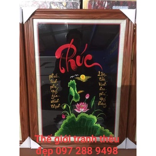 Tranh thêu thư pháp chữ phúc tranh thêu sẵn chưa khung bao đẹp kt lòng tranh 40 x 60 cm
