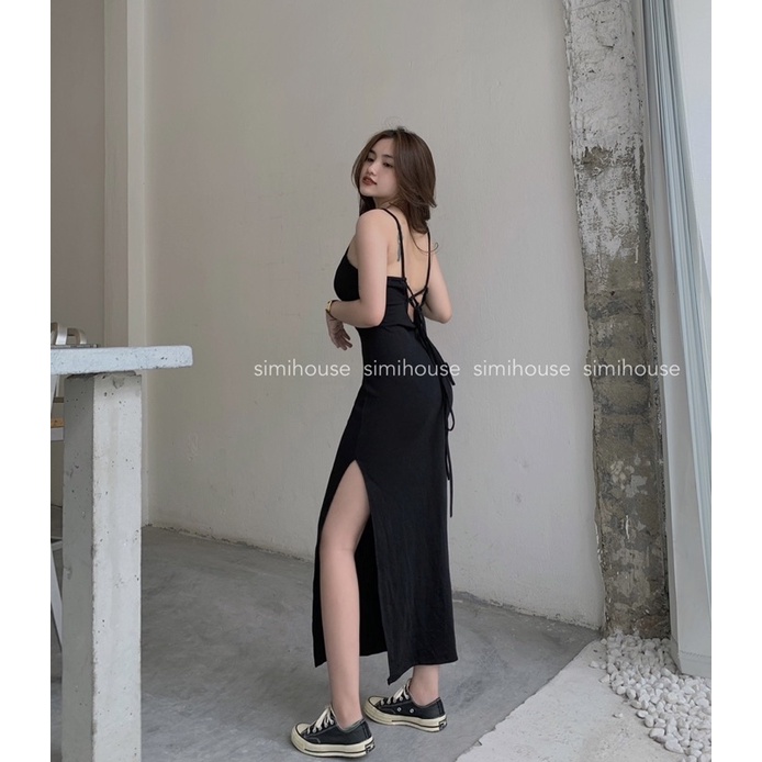 VÁY BODY HAI DÂY XẺ TÀ / ĐẦM BODY THẮT DÂY thun borip