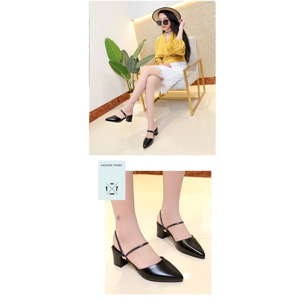 Giày cao gót 5 phân bít mũi tròn gót mang 2 kiểu LT (BM026)