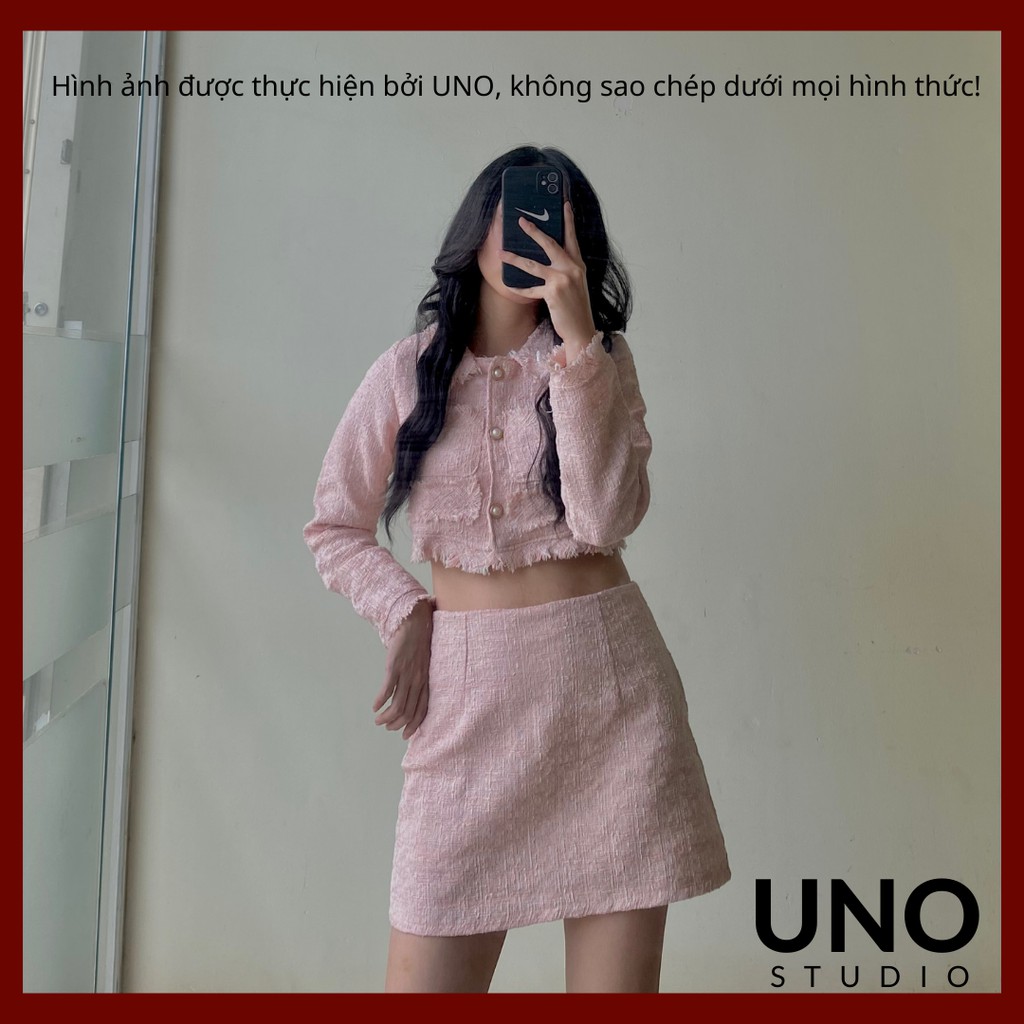 Set Váy dạ tay dài màu hồng Pastel trend phong cách Hàn Quốc