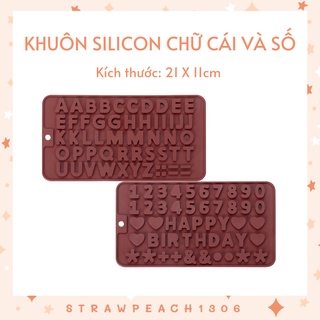 Khuôn silicon bảng 26 chữ cái và số làm socola, thạch, kẹo dẻo, resin - strawpeach1306