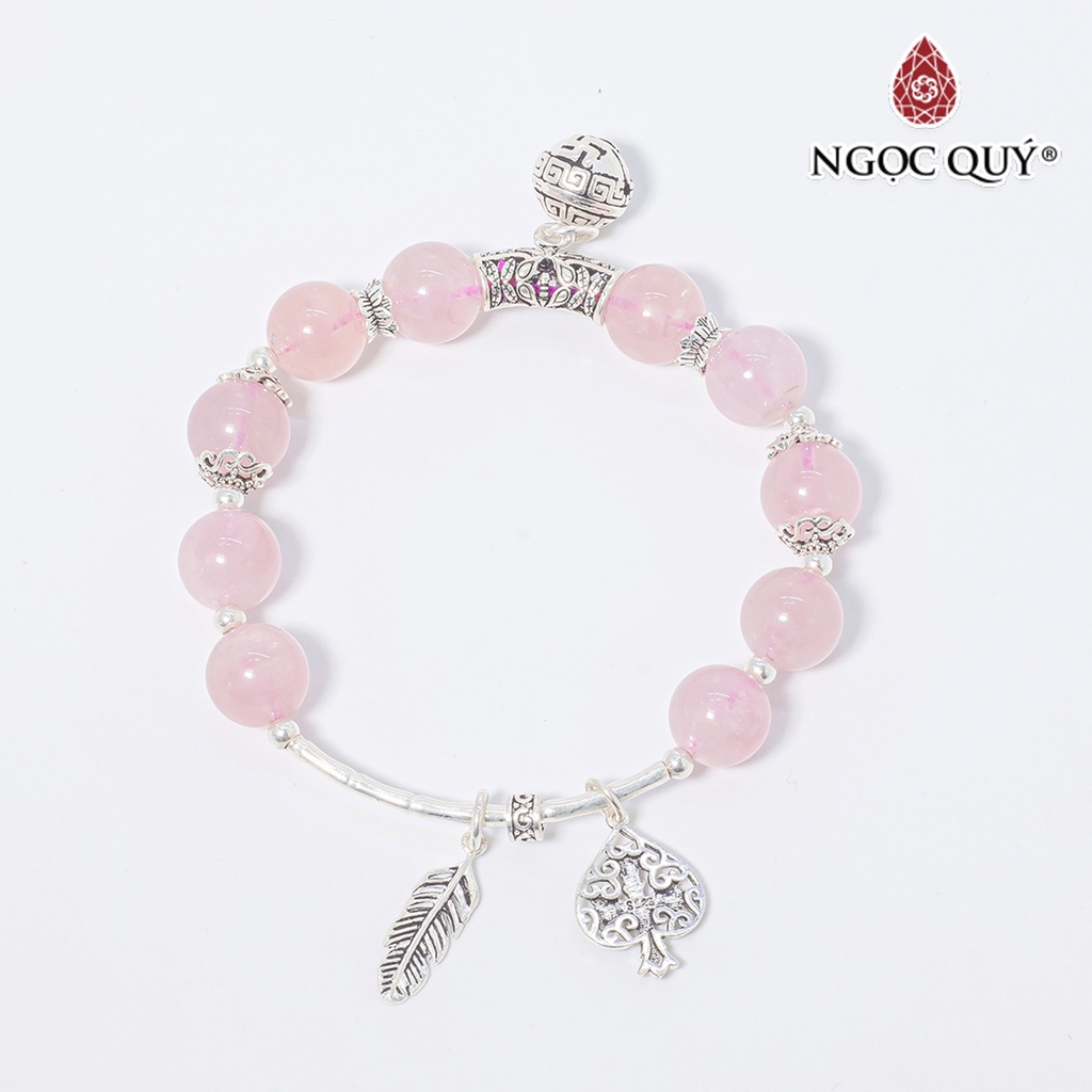 Vòng TA hồng phối charm chuông bạc - Ngọc Quý