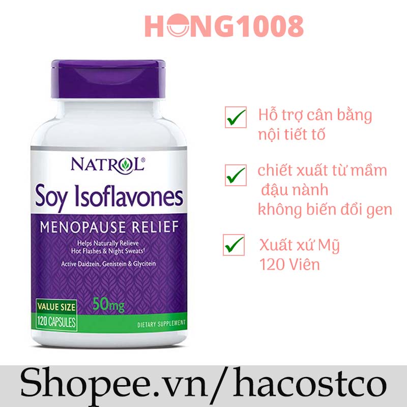 Viên Uống Natrol Soy Isoflavones 50mg Mầm Đậu Nành Cho Nữ 120 viên