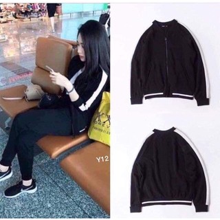 Áo khoác bomber line lớn tongkhochitue , áo khoác nữ cá tính