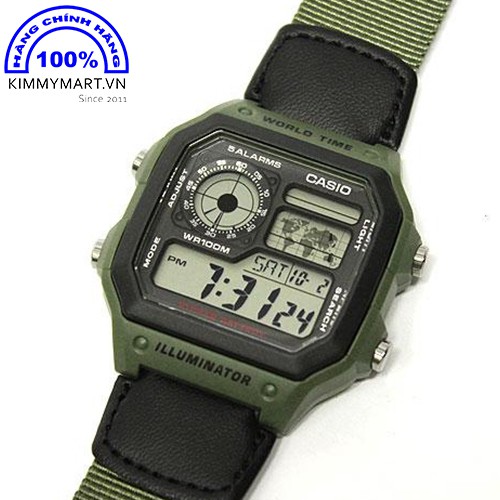 Đồng hồ Casio Nam - Dây đeo bằng vải  - Đồng hồ điện tử- AE-1200WHB-3 - Hàng chính hãng