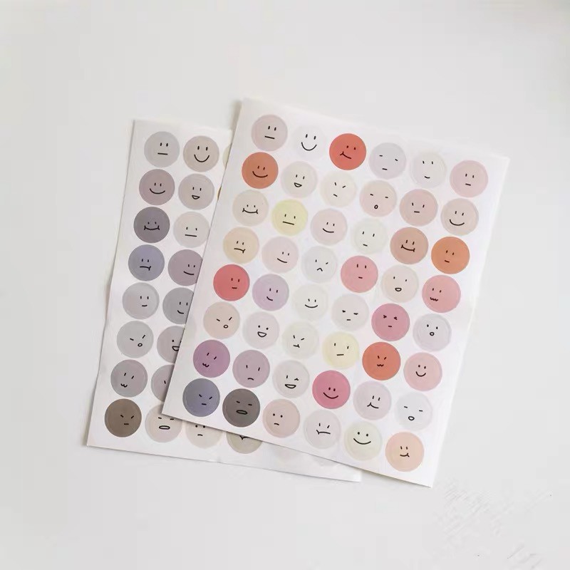 GaLiCiCi Stickers Nhãn Dán Màu Morandi Biểu Tượng Cảm Xúc Dễ Thương
