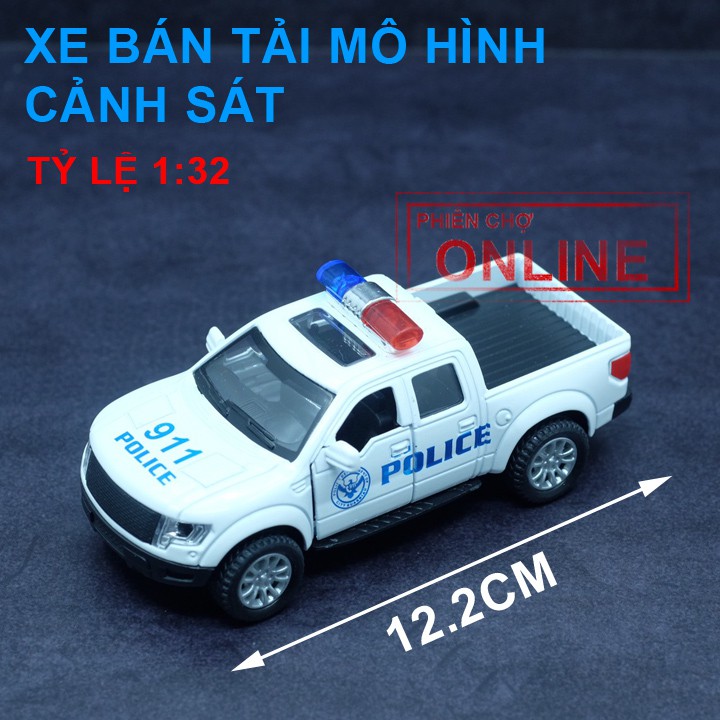 Xe Mô Hình Cảnh Sát Bán Tải Bằng Kim Loại - Tỷ Lệ 1:32 - Có Chớp Đèn và Kèn Hú