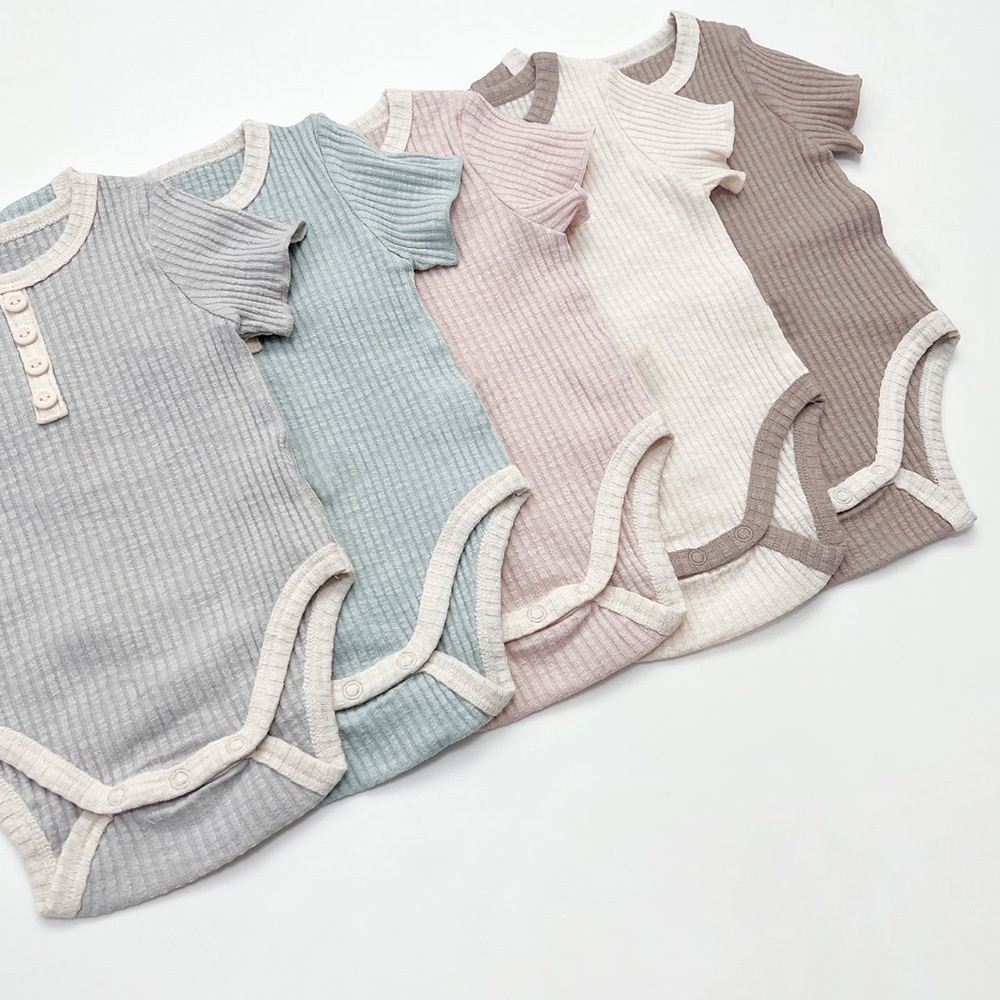 Áo Liền Quần Tay Ngắn Cho Bé Trai &amp; Gái Sơ Sinh 5 Màu Sắc