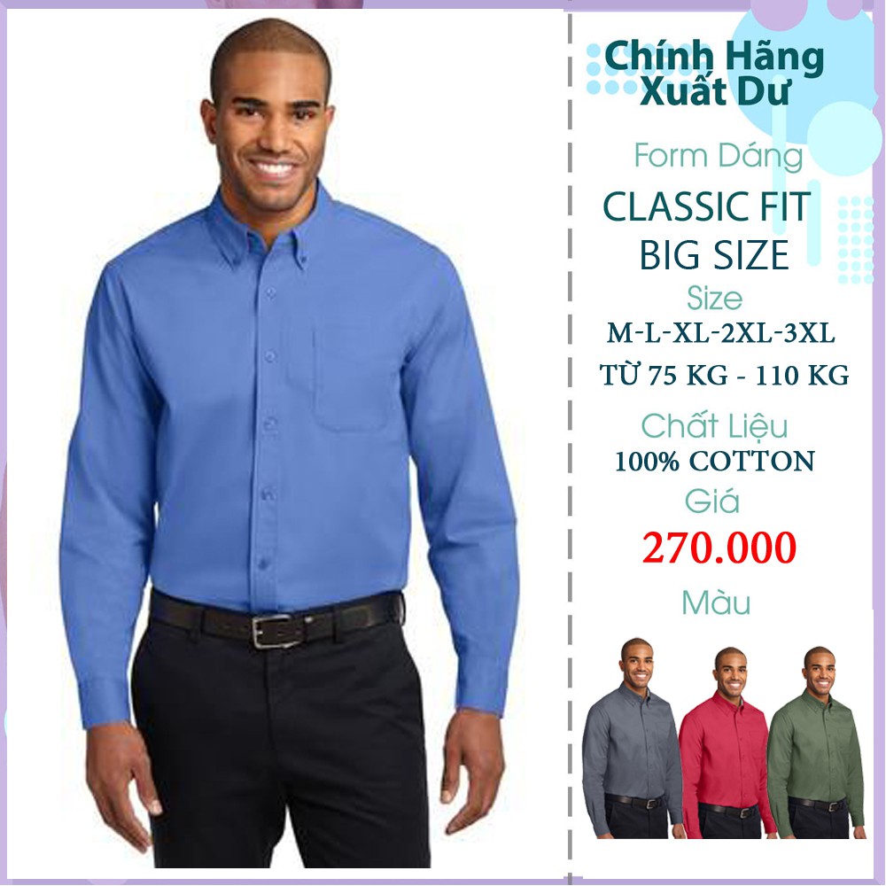 [ Flash Sale ] Áo Sơ Mi Nam Dài Tay Size Từ 70 - 110 kg