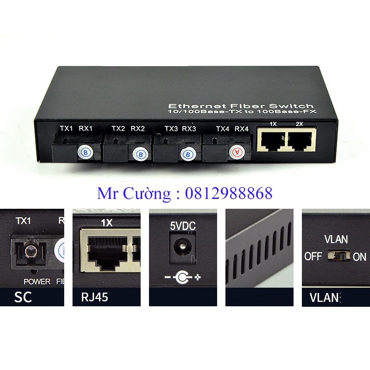 Bộ Chuyển Đổi Quang Điện Converter Quang Ftth 2 Cổng Lan 4 Cổng Quang