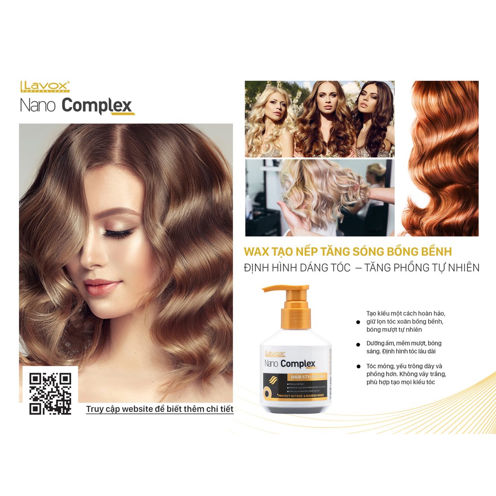 WAX TẠO NẾP TĂNG SÓNG BỒNG BỀNH LAVOX NANO COMPLEX 200ML siêu phẩm định hình dáng tóc – tăng phồng tự nhiên, trợ thủ đắc