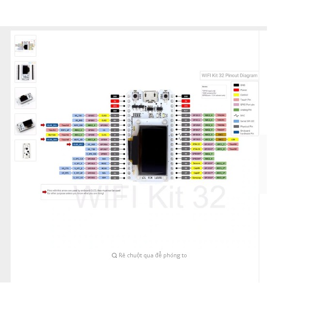 ESP32 Bluetooth WIFI, MÀN HÌNH OLED 0.96 inch, CP2102, bộ nhớ 32 M, điện áp 3.3 V-7 V