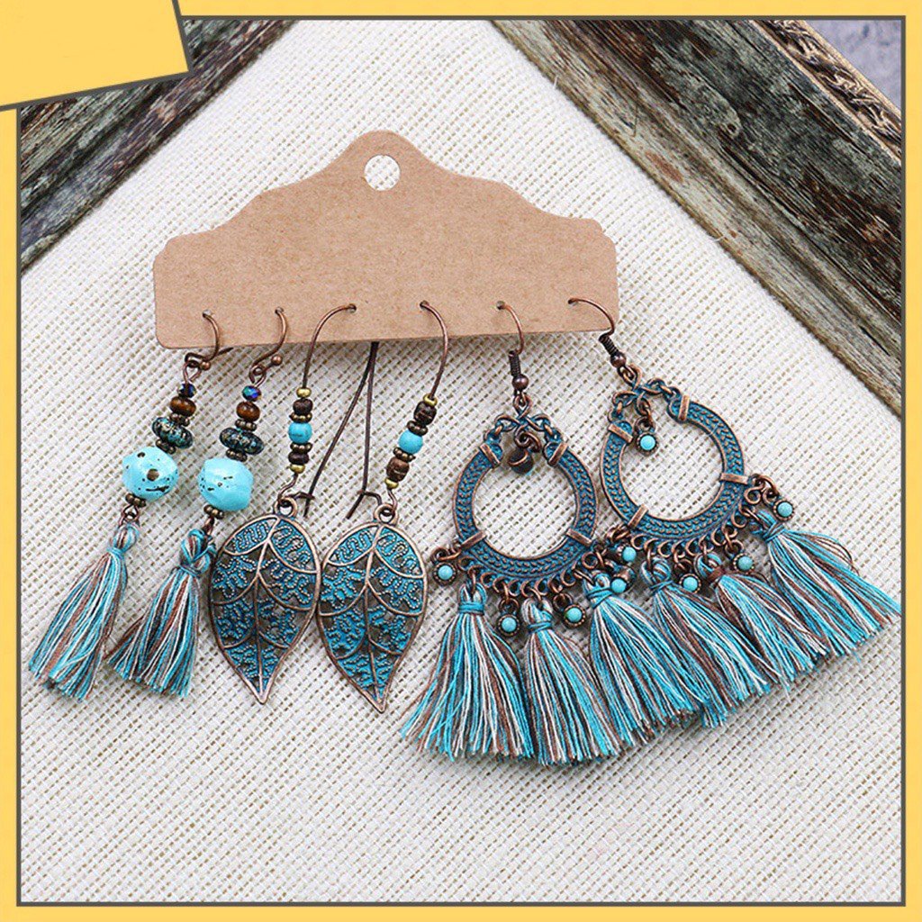 Set 3 đôi bông tai phong cách boho