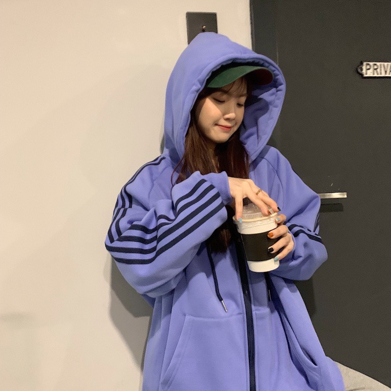 [ RẺ VÔ ĐỊCH] Áo khoác hoodie unisex nỉ bông cotton dưới 80kg annastore - Áo 3 sọc dáng rộng siêu HOTTREND | BigBuy360 - bigbuy360.vn