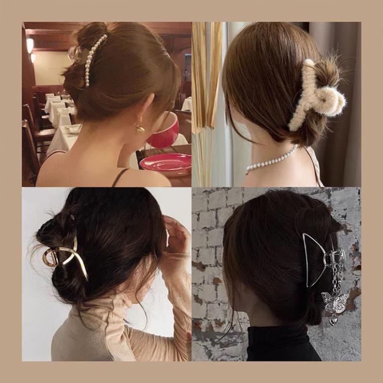 (0216) Cặp Tóc Tông Màu Trắng Be Pastel Đơn Giản Hàn Quốc Dành Cho Nữ