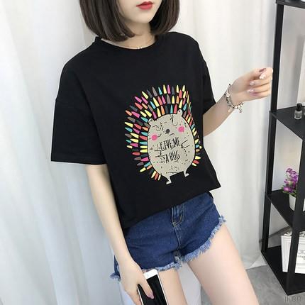 Áo thun ngắn tay in hình phong cách mùa hè cho nữ