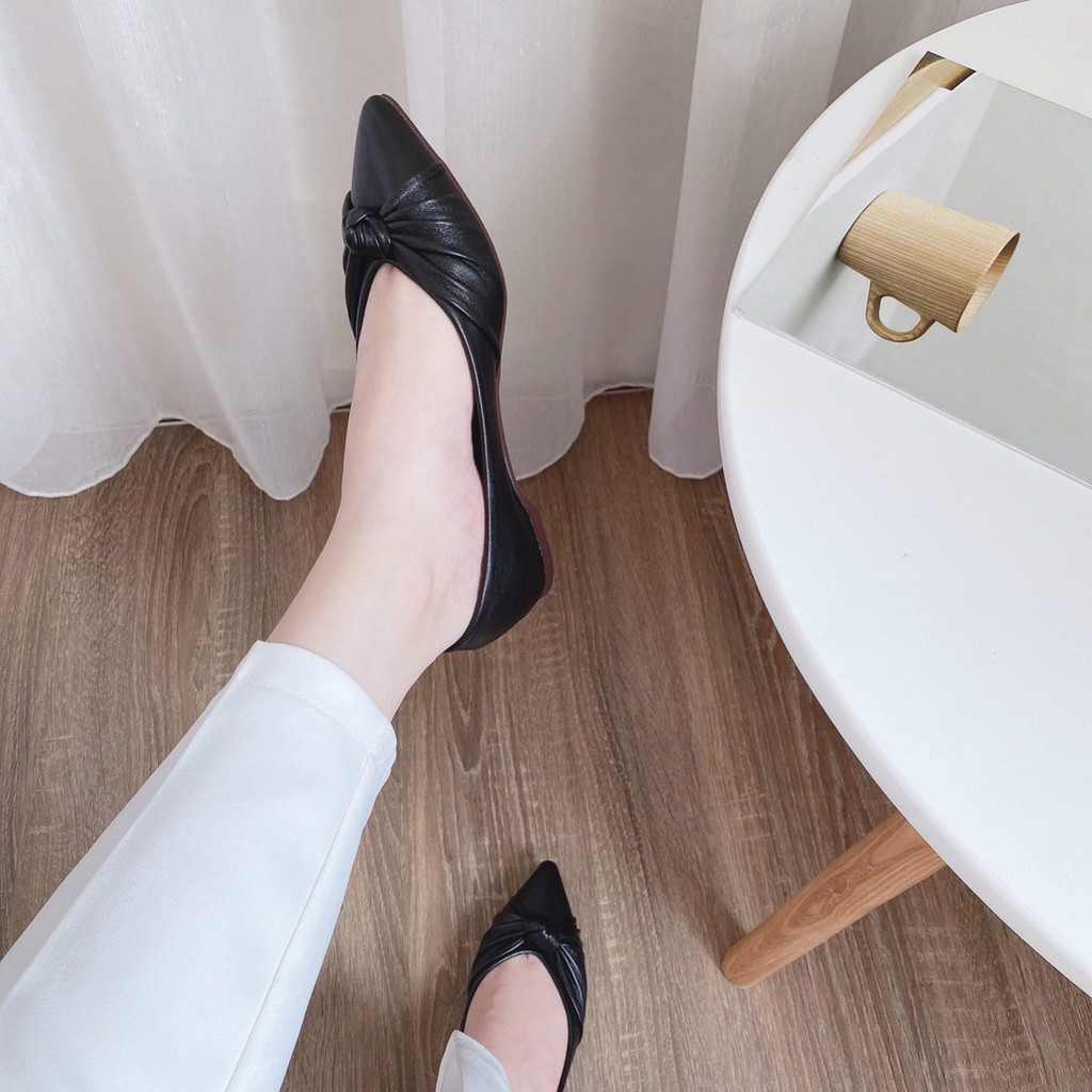 Giầy búp bê mũi nhọn (LOẠI 1 ĐẸP - FREESHIP), thiết kế nơ, đệm hơi trẻ trung B105 | BigBuy360 - bigbuy360.vn