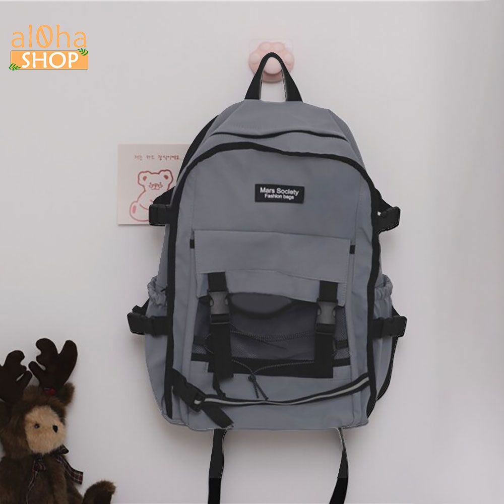 Balo - cặp sách Ulzzang nhiều ngăn B0171 Mars Society đi học, đi làm, du lịch, đựng laptop Unisex nam nữ - al0ha Shop