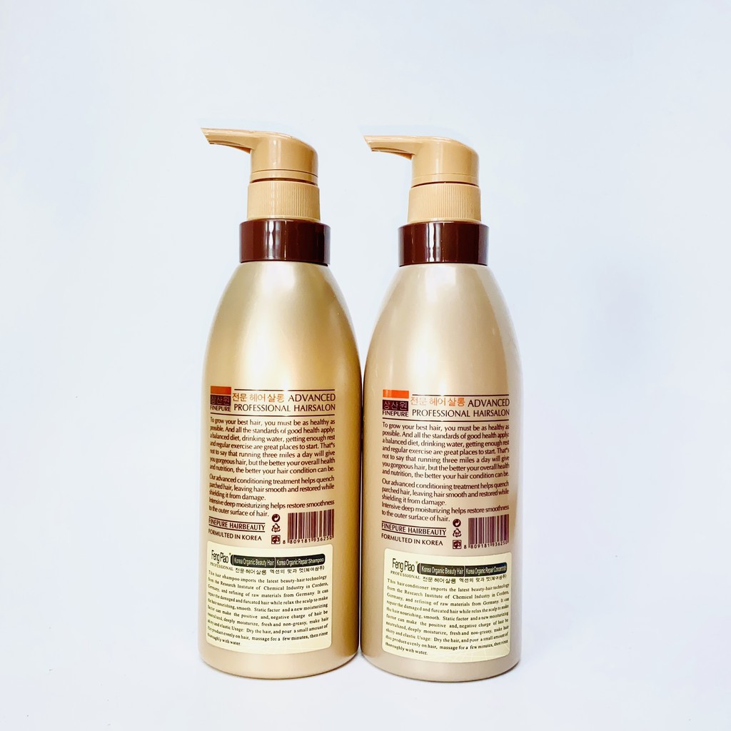 Cặp Dầu Gội Dầu Xả Hàn Quốc FinePure Korea Organic Repair 800ml  - Siêu mượt phục hồi tóc tự nhiên