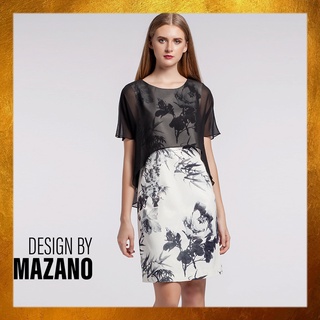 Váy đầm ôm họa tiết phủ đen croptop chính hãng Mazano