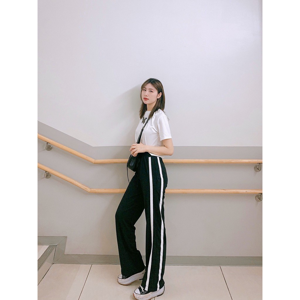 Quần Thun Dài nam nữ ống rộng 2 sọc YAYSHOP chất nỉ thun form unisex