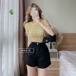 Quần short cạp cao tổ ong ( kèm ảnh thật)