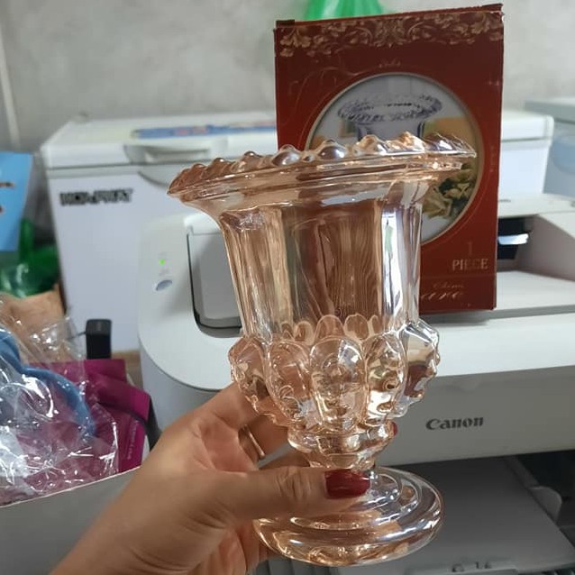 Ly cắm phật thủ màu trắng - Cốc thủy tinh cắm phật thủ, ly thủy tinh cắm hoa khô màu vàng chấy lượng cao loại dày đẹp