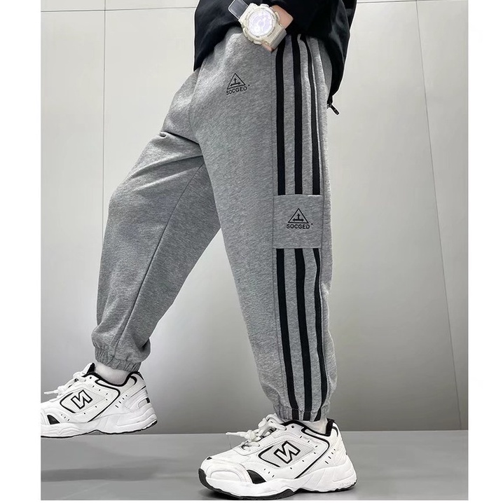 Quần bo ống BXPB cotton kẻ sọc thể thao thoải mái cho bé trai 4-15 tuổi