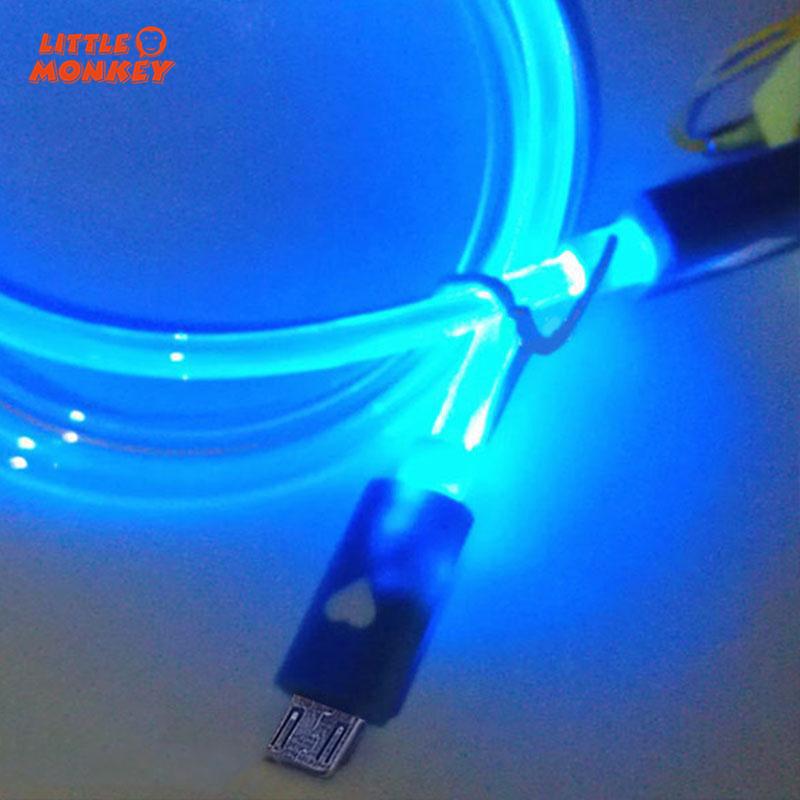1m Flowing Luminous Light Micro USB USB 2.0 Charger Cables For Android