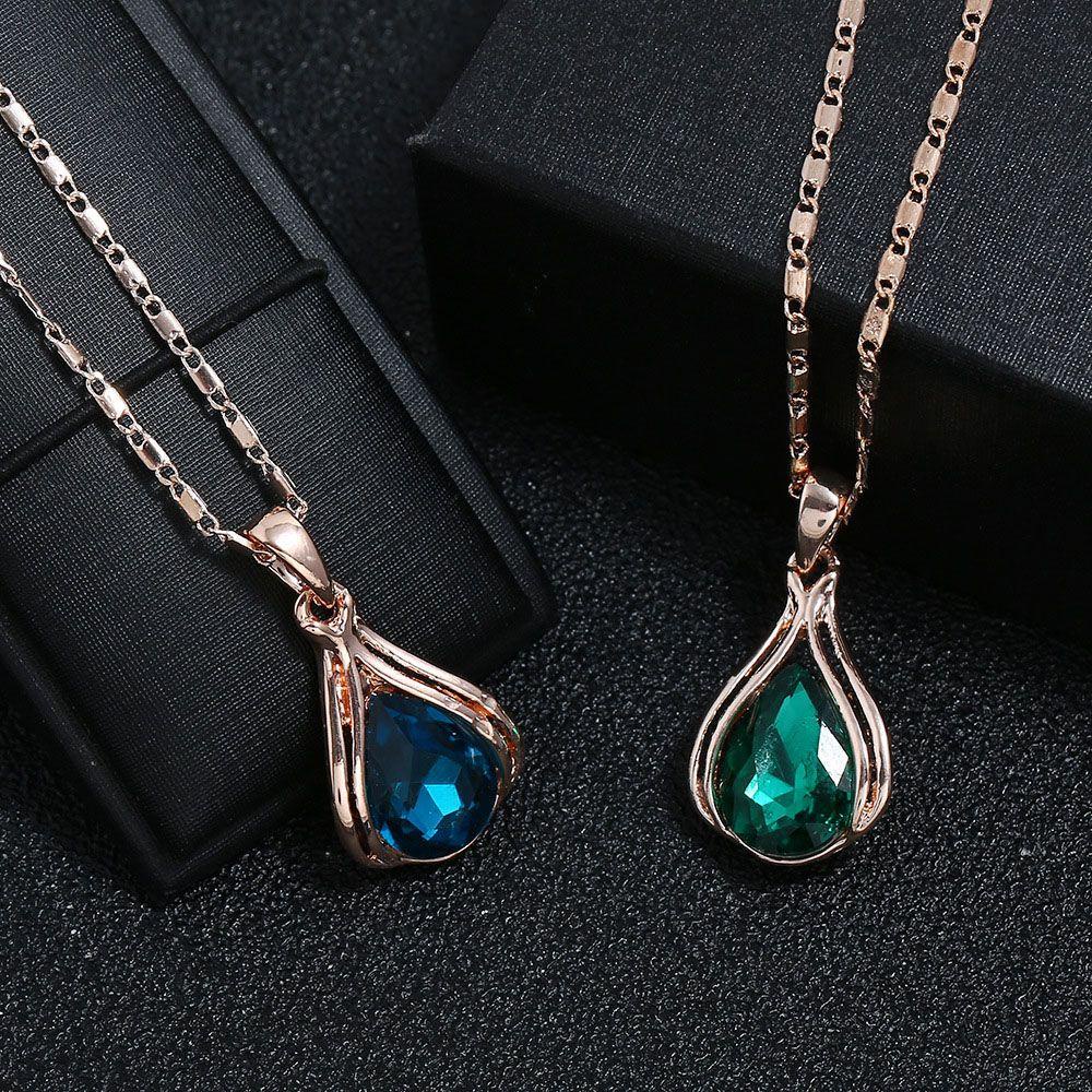 GIOVANNI Vòng cổ Mặt Hình Giọt Nước Màu Xanh Lá / Đỏ / Xanh Dương Thời Trang Thanh Lịch