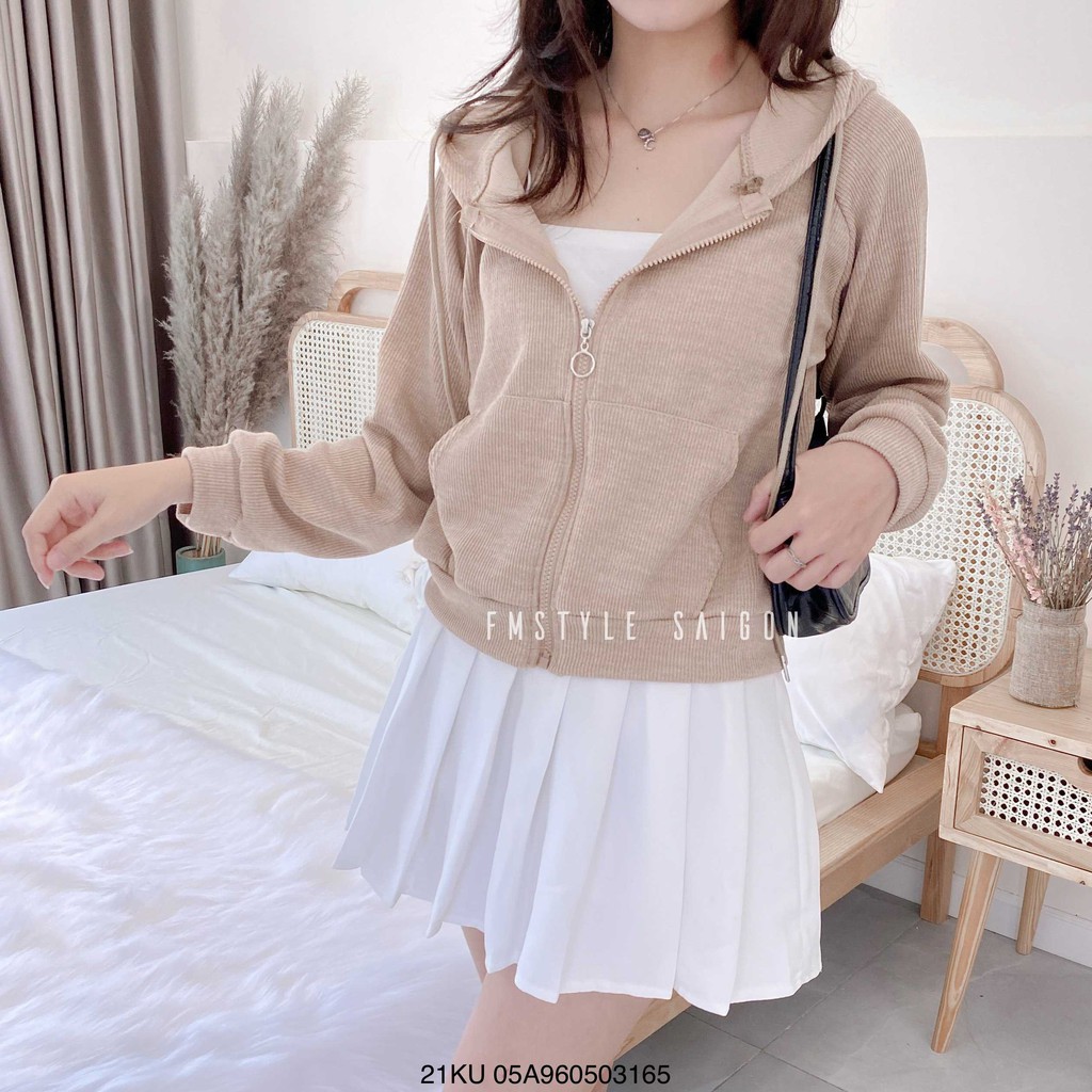 Áo khoác tay dài có nón trơn ulzzang thời trang nữ VM STYLE 21KU05A960503