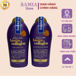 Biotin Collagen Bộ Dầu Gội Xả Biotin Tím Samia Dưỡng Tóc Phục Hồi Hư Tổn Chẻ Ngọn OGX 577ml 1 Cặp 2 Chai