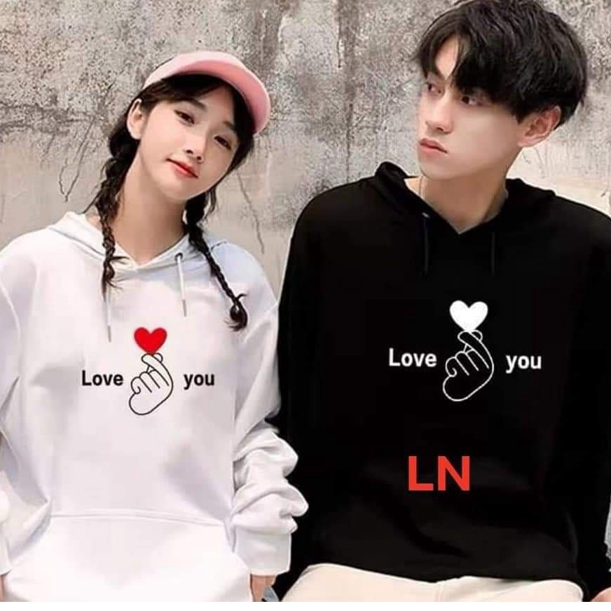 [Mã FAMARAL2 giảm 10K đơn 50K] Ái Nỉ Hoodie mũ đôi nam nữ LoVe You tim đỏ-chất nỉ cotton dày co dãn mềm-Ln