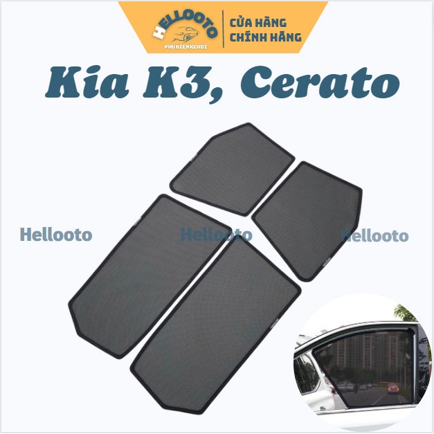 Rèm che nắng nam châm xe Kia K3, Cerato 2016 2017 2018  Bộ 4 tấm chắn nắng chuẩn form xe, nam châm hút mạnh