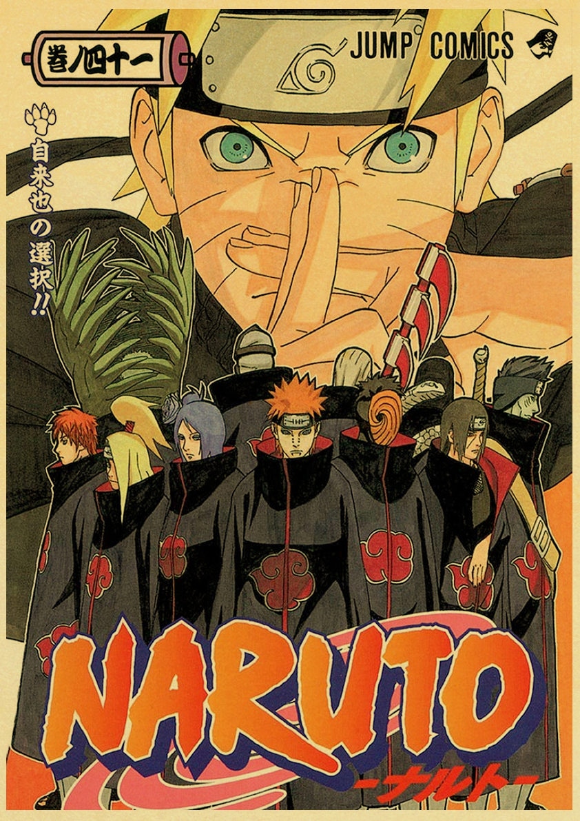 Áp Phích Trang Trí Nội Thất In Hình Naruto Phong Cách Retro