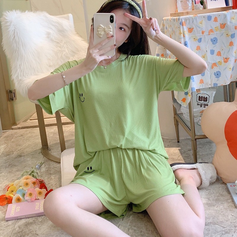 Bộ ngủ nữ mặc nhà quần đùi áo cộc tay cute dễ thương - 𝐁𝐋𝟓𝟓