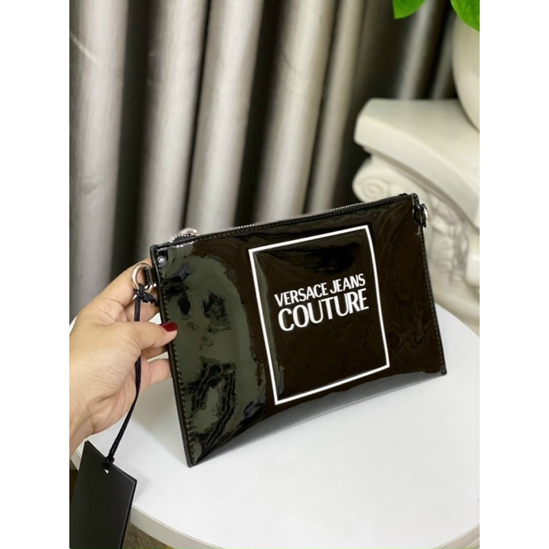 Túi clutch v.€.r.s.a.cie da bóng logo vuông no.2