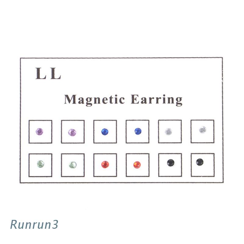 Set 12 Khuyên Tai Mũi Đính Đá Giả Pha Lê Hít Nam Châm Không Cần Khoan