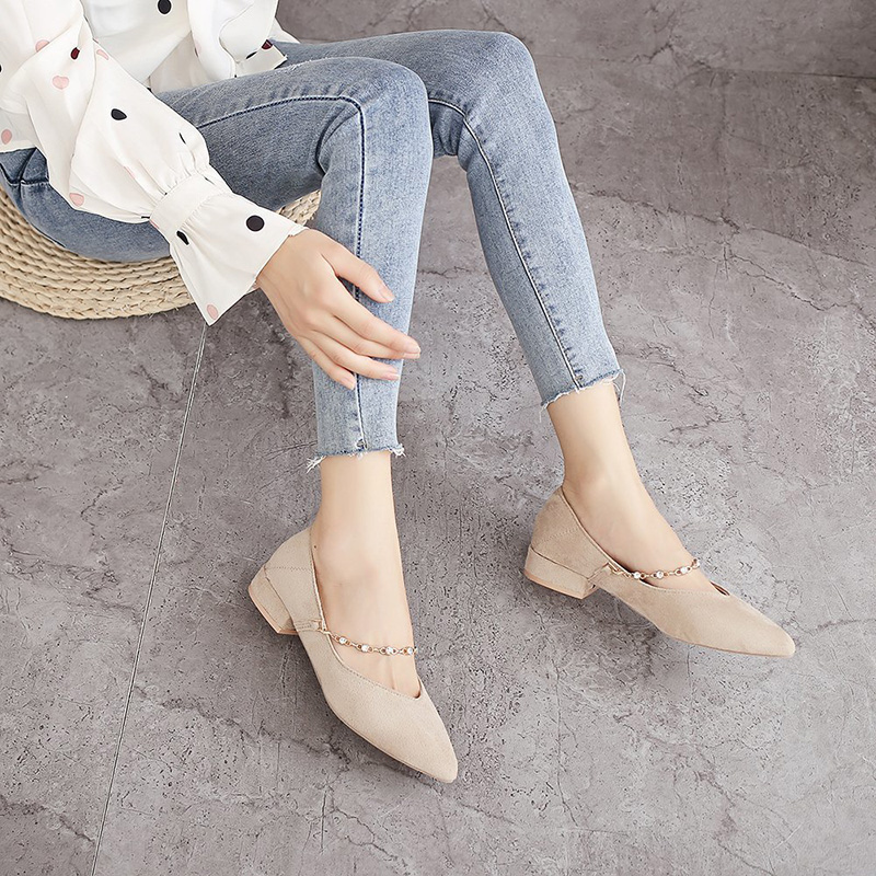 Giày Thuyền Đế Bằng Mũi Nhọn Cho Nữ Và Văn Phòng (Màu Hạt Dẻ)