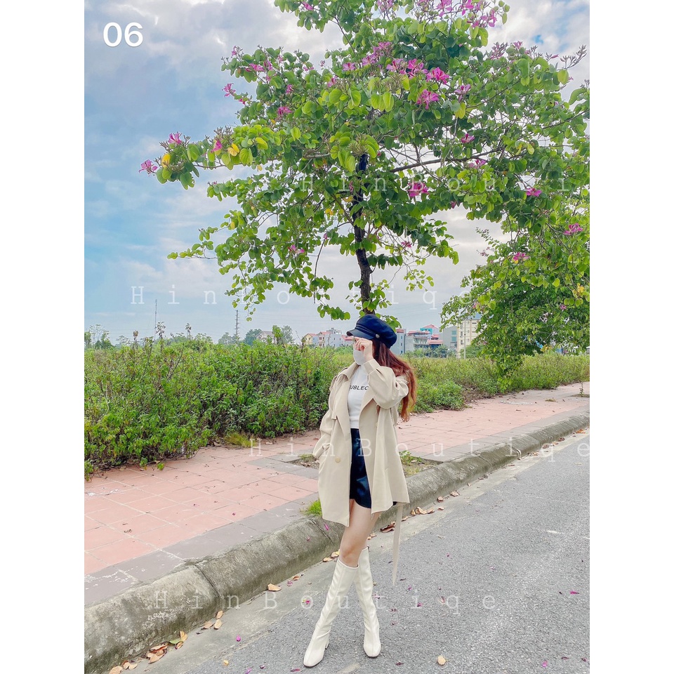 [Mã HINS202  giảm 5k trên toàn shop] Áo măng tô nữ dáng lửng 4 cúc đồng kèm belt hàng Quảng Châu ( sẵn )