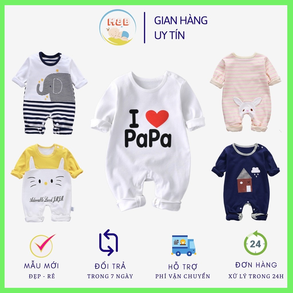 Bodysuit cho bé bộ body dài tay liền thân cho bé trai gái sơ sinh Mẫu Mới hàng đẹp họa tiết cực yêu từ 3-12kg – BD14