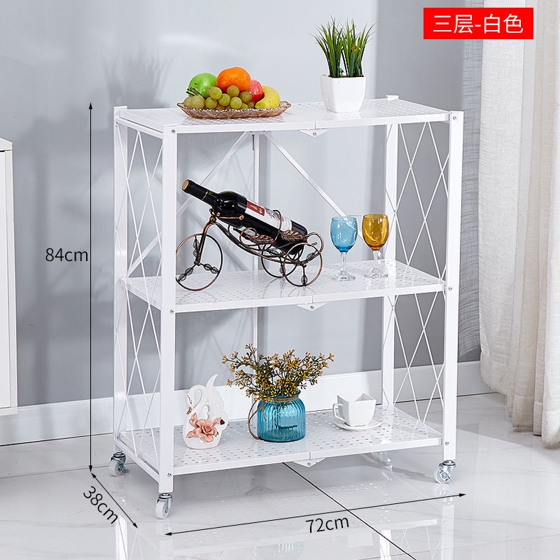 Kệ sắt 3 tầng, kệ đa năng gấp gọn có bánh xe dễ dàng di chuyển
