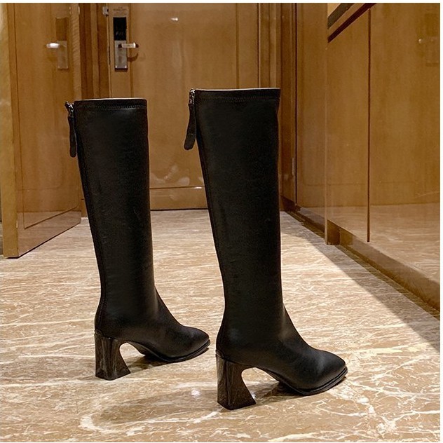 Boot đùi da lỳ gót 7p cách điệu Ge519 - Genni