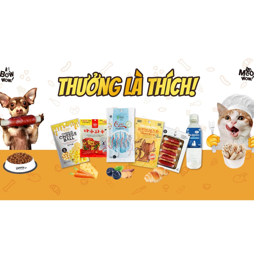 Que Thịt &amp; Rau Củ BowWow Jerky Mix Cho Chó Mèo