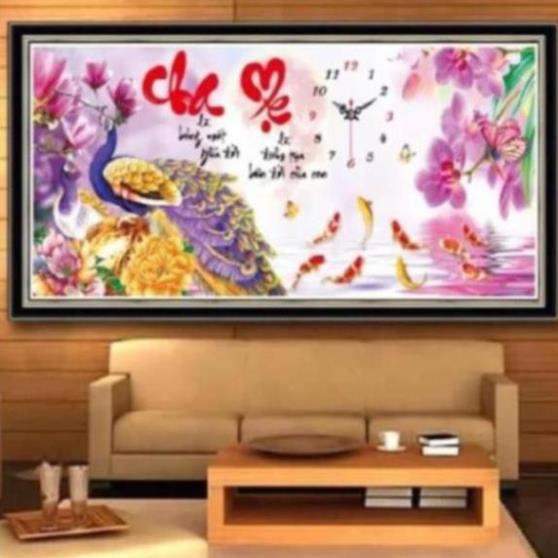 Tranh đính đá CHA MẸ  dream valley 110x55 cm- D9255( chưa đính)
