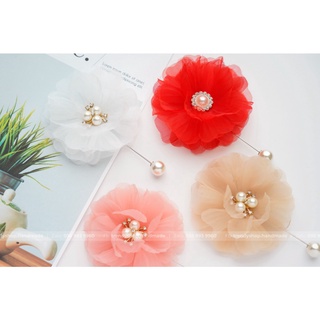Hoa cài áo - hoa voan cài áo size to trâm cài - Hoa vải cài áo handmade