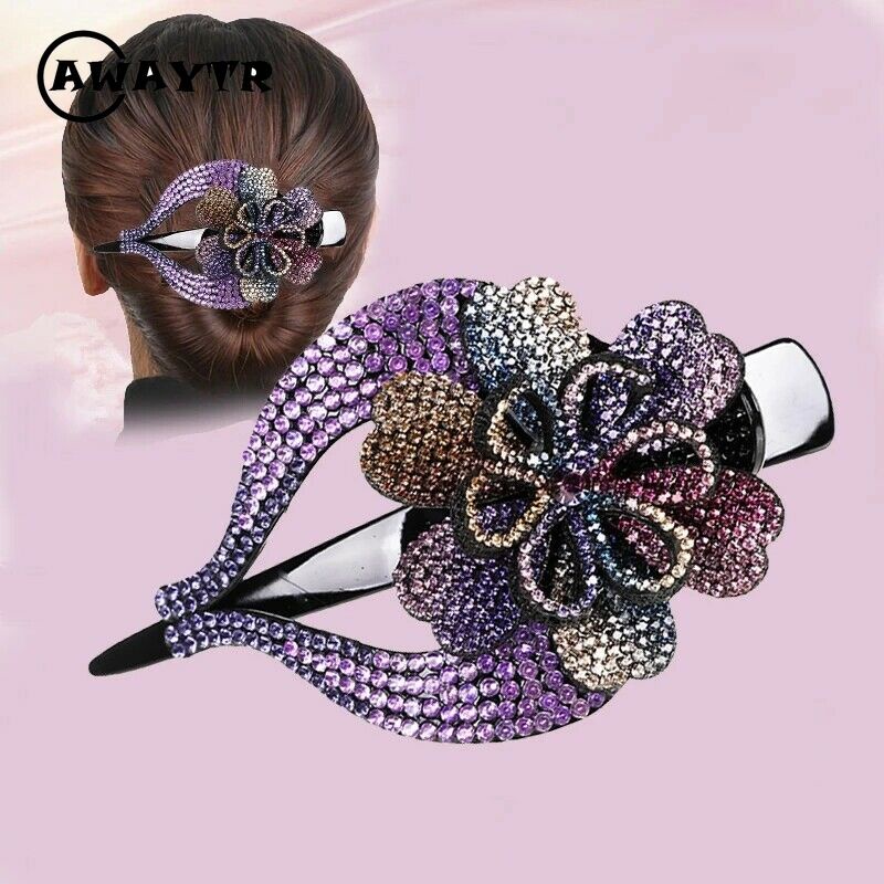 Kẹp tóc hình hoa đính đá phong cách vintage mới