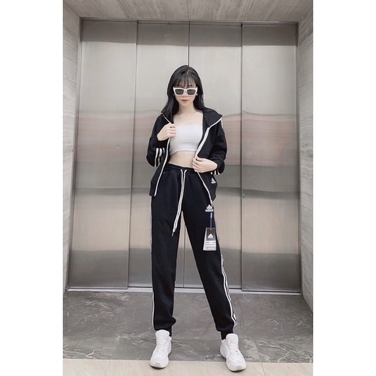 Set bộ đồ thể thao nữ adidas cao cáp 3 sọc full màu vải dư M3350023