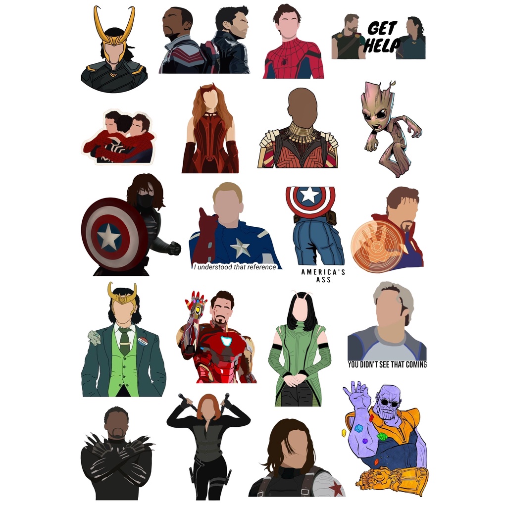 Sticker nhãn dán Marvel siêu anh hùng cute trang trí