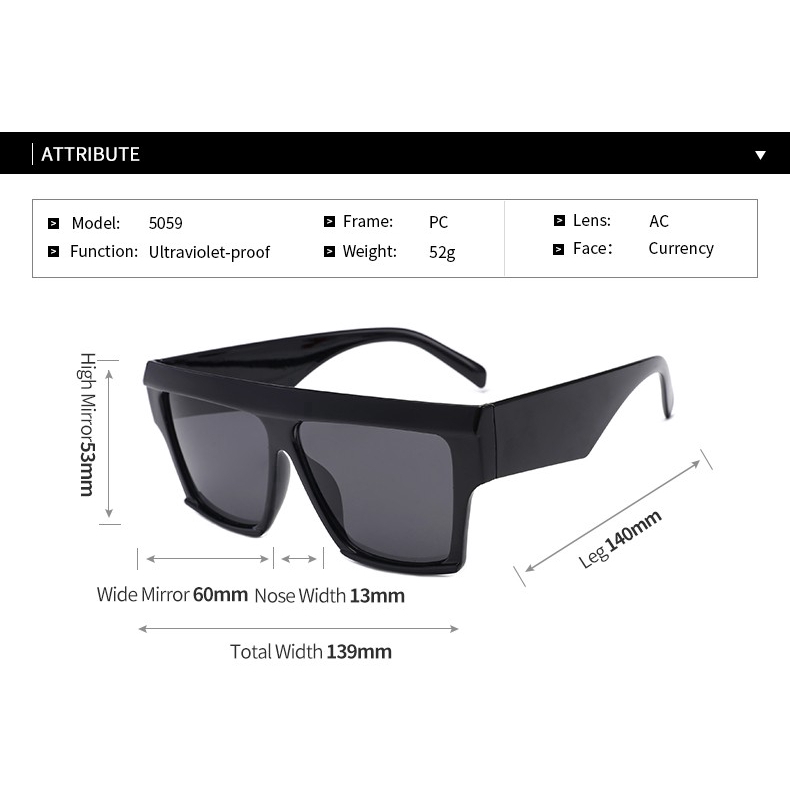 Kính mát gọng vuông bản to thời trang cho nữ Samjune